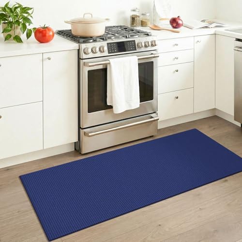 KOZYFLY Woven 2x5 Entry Runner Rug, Washable Runners for Entryway, Non Slip Hallway Rug, Small Throw Carpet Runner for Kitchen, Bedside, Hall, Bathroom, Deep Navy Blue - Image 2