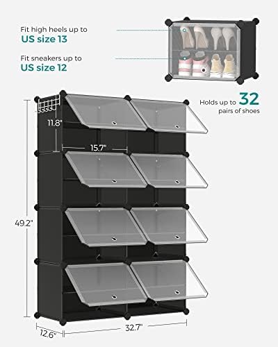 SONGMICS Shoe Rack, 8-Tier with Doors, 32-Pair Storage Cabinet - Image 3