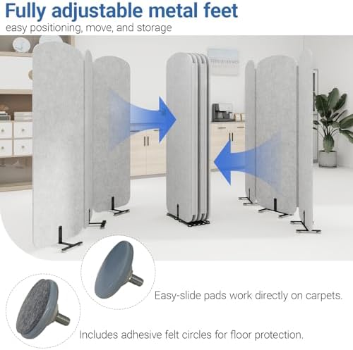Natwind 3-Panel Portable Room Divider, 73.2'' x 71'' Office Partition,Grey - Image 5