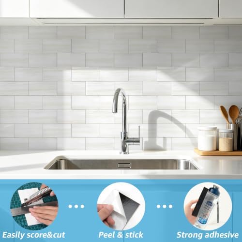 Art3d 102-Pack Peel and Stick Backsplash on Subway Tile, Cream White - Image 6