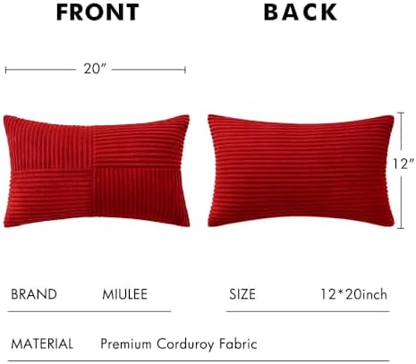 MIULEE Christmas Red Decorative Lumbar Throw Pillow Covers 12x20 in 2 Pack - Image 6