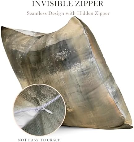 Set of 4 Abstract Throw Pillow Covers 16x16 Brown Tan Gray - Image 6