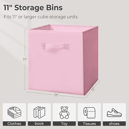 11 Inch Fabric Storage Cubes, Sturdy Foldable Storage Bins, Heavy Duty Cube Organizer for Clothes, Blankets, Shelves, Closets, Bedroom, Living Room, Multi-Color, 6 Pack - Image 2