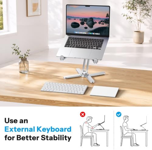 OMOTON LA10 360° Rotating Laptop Stand Riser Foldable for Desk, Silver - Image 4