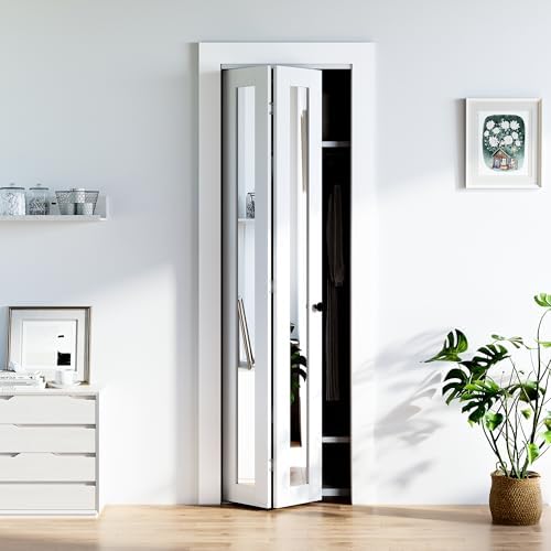 Bifold Doors 24 x 80, Bifold Mirror Closet Doors with Hardware Kit by COSHOMER