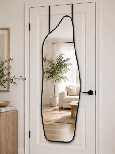 Full Length Door Mirror, 48"x16" Wall Mounted Mirror, Black - Image 3