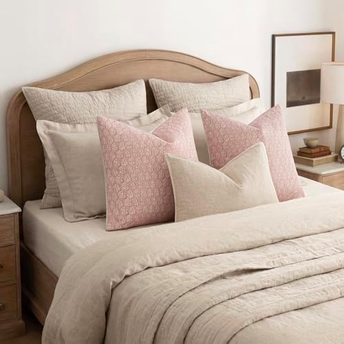 Foindtower Decorative Floral Print Throw Pillow Covers 18×18 Light Pink - Image 6