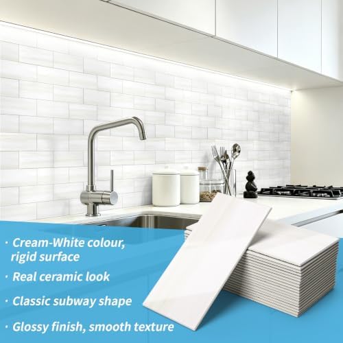 Art3d 102-Pack Peel and Stick Backsplash on Subway Tile, Cream White - Image 5