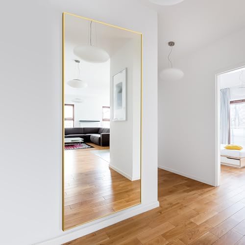 Delma Full Length Mirror with Stand, 75x35 Gold Floor Mirror - Image 6