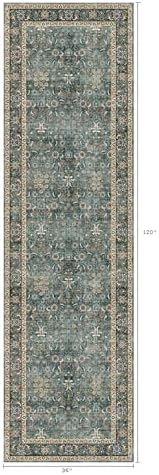 Hallway Washable 3x10 Runner Rug, Vintage Non-Slip Low Pile Rugs - Image 2