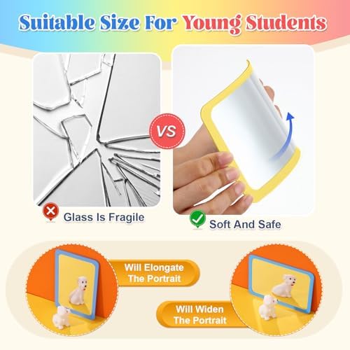 Dandat 10 Pcs 6x4 Shatter Proof Unbreakable Kids Mirrors, Macaron Color - Image 3