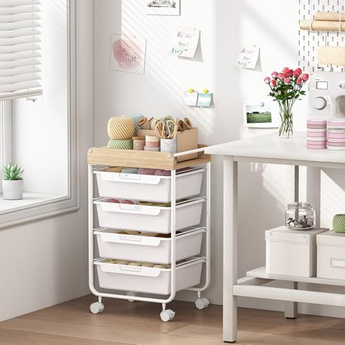 SYKIARIOL Rolling Storage Utility Cart with 4 Drawers,Art Cart,White - Image 4