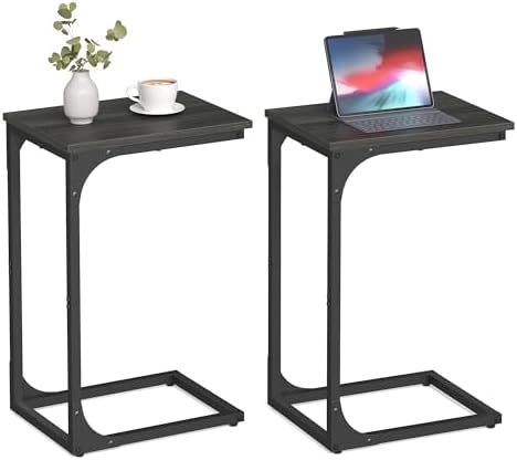 VASAGLE C-Shaped End Table Set of 2, Small Sofa Side Table with Metal Frame by Unknown