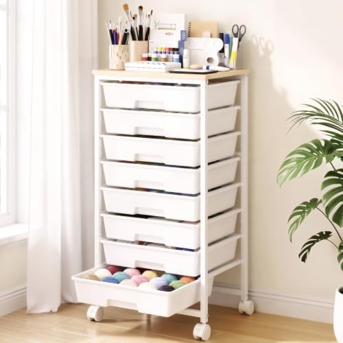 Delamu Rolling Storage Cart with 8 Drawers, Utility Craft Storage Cart by DELAMU