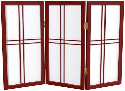 2 ft. Short Desktop Double Cross Shoji Screen - Rosewood - 3 Panels by RedLantern