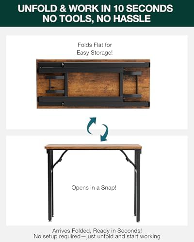 Frylr Small Folding Computer Desk – Portable 35.8 Inch Foldable Laptop Table, Collapsible and Compact for Easy Storage and Fast Setup, Lightweight for Small Spaces, Craft and Study Use, Rustic Brown - Image 3