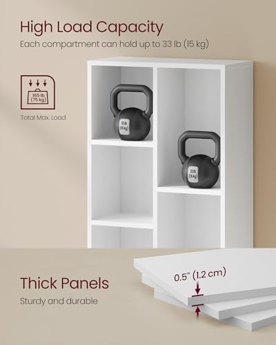 VASAGLE Bookshelf, 5 Cubes Storage Organizer, 19.7 x 9.5 x 31.5 Inches - Image 6