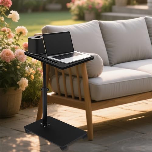 C Table End Table Adjustable Height, 360°Swivel TV Tray Table Couch Tables C Shaped Side Tables Living Room and Bedroom for Sofa, Bed,Chair (Black) - Image 4