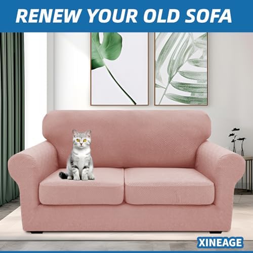 XINEAGE 3-Piece Stretch Loveseat Sofa Cover, Washable Couch Covers for Dog - Image 4