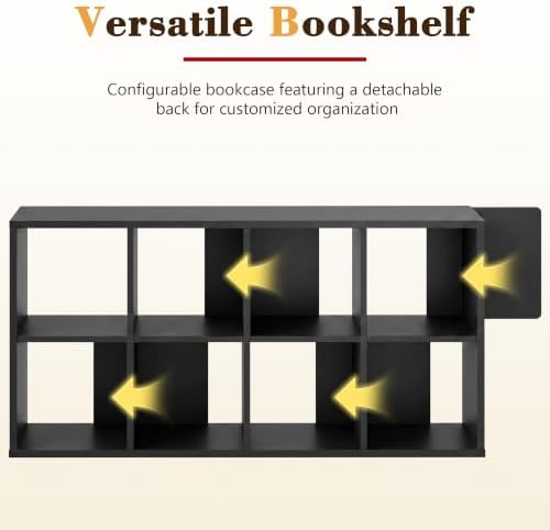 8 Cube Storage Organizer, Multifunctional Bookcase, Black Cube Bookshelf - Image 6