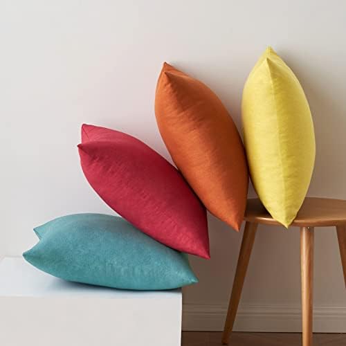MIULEE Pack of 4 Decorative Outdoor Throw Pillow Covers Linen Waterproof Pillow Covers Summer Farmhouse Cushion Cases for Patio Garden Tent Balcony Couch Sofa 18x18 Inch Red/Turquoise - Image 6