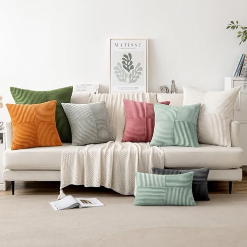 MIULEE Greyish Green Decorative Throw Pillow Covers for Couch 18x18 Inch - Image 5