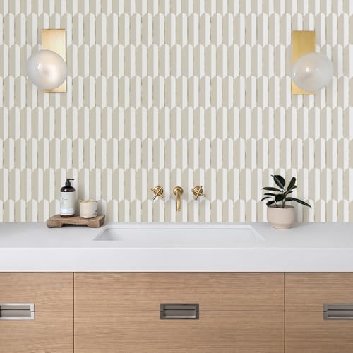 Vamos Tile Peel and Stick Backsplash Seamless Tile,PVC+Gold,Matt,10-Sheet - Image 2