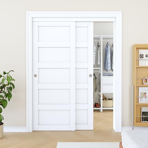 Sliding Closet Door 60"x80", 5 Panel Interior Closet Door, Need to Assemble by AINLARRY