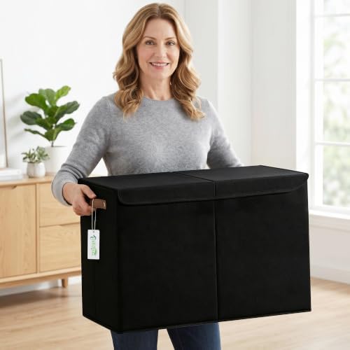 Bagnizer Large Toy Storage Box with Lids, Collapsible Sturdy Baby Storage Organizer Chest Bin Basket for Kids, Boys, Girls, Playroom, Nursery, Bedroom, Closet 25"x13"x16" (Black) - Image 5
