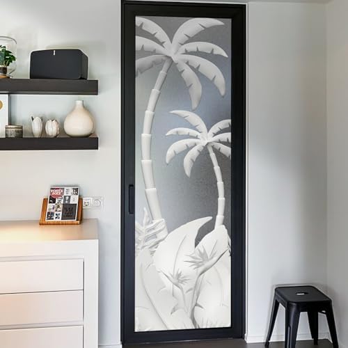 Faux 3D Tropical Coconut Trees Frosted Privacy Window Film by ChicSkin