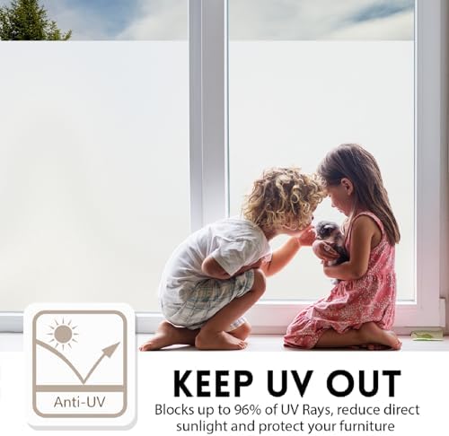 KESPEN Frosted Window Privacy Film for Glass No Glue, White, 35.4In X 6.5Ft - Image 3
