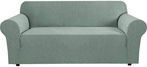 H.VERSAILTEX Stretch Sofa Covers for 3 Cushion Couch Covers Sofa Slipcovers for Living Room Feature Thick Checked Fabric with Elastic Bottom, Sofa Large - Sage by HVERSAILTEX