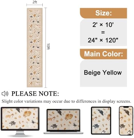 DUKINO 2x10 Kitchen Runner Rug, Washable Dog Rug Soft Non Slip Beige Yellow - Image 2