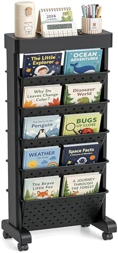 BYFU 6-Tier Rolling Bookshelf Cart, Black by BYFU-livingasimplelife