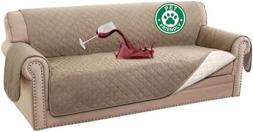 Turquoize 100% Waterproof Couch Covers for 3 Cushion Sofa Pet Friendly Cover for Dogs Washable Couch Protector Triple Non-Slip Furniture Cover for Pets, Kids (Sofa 70", Khaki) by Turquoize