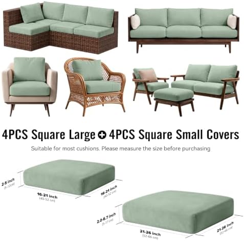 8Pcs Outdoor Cushion Covers, Stretch Patio Furniture Couch Chair Slipcovers - Image 2