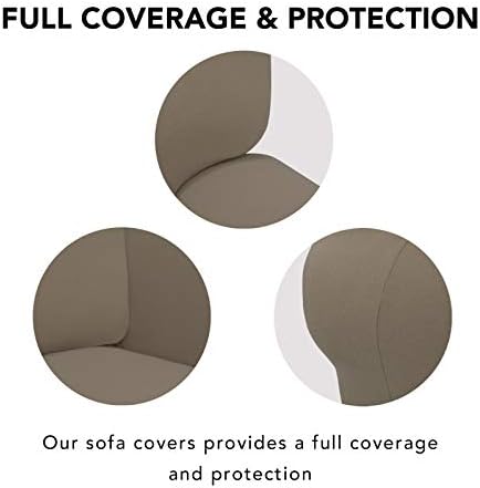 PureFit Stretch Loveseat Covers Fleece Couch Covers for SofaNatural - Image 3
