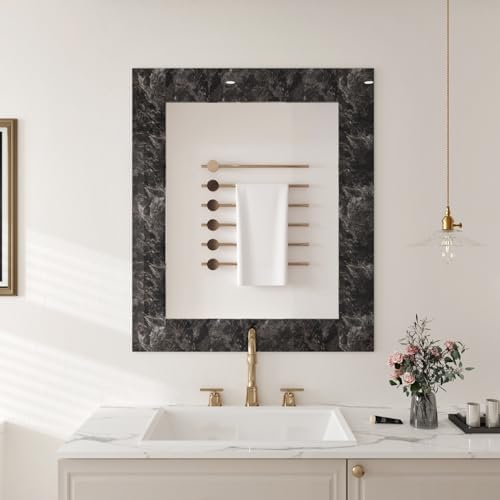 Wallercity Black Marble Wallpaper Borders Mirror Frame Removable Wallpaper Peel and Stick Border Stickers for Kitchen Backsplash Vinyl Wall Paper Sticker for Bathroom Bedroom Wall Decor 3.94''x394'' - Image 5