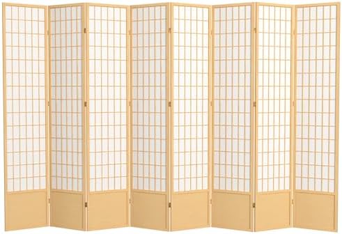 Red Lantern 7 ft. Tall Window Pane Shoji Screen - Natural - 8 Panels by RedLantern