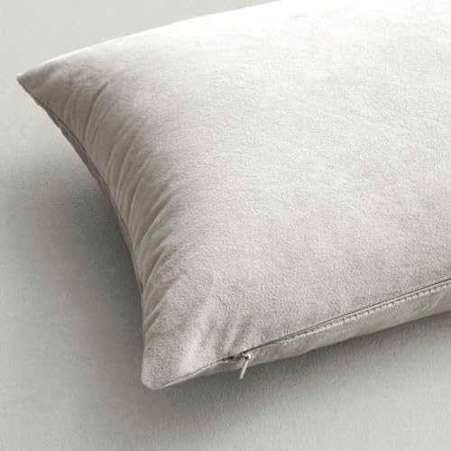 MIULEE 26x26 Inch Pack of 2 Euro Velvet Throw Pillow Covers Greyish White - Image 6