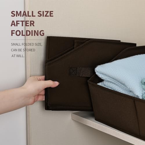 Homsorout Trapezoid Closet Storage Bins - Large Fabric Baskets for Organizing, Storage Baskets for Shelves, Cube Organizer Bins for Home, Closet, Dorm, 6 Pack, Brown - Image 5