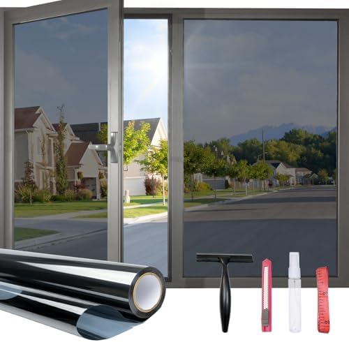 JAYONG One Way Window Privacy Film with Tools, Black, 35.4'' x 196.8'' by JAYONG