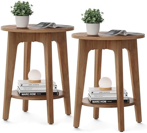 VASAGLE Round Side Table with Lower Shelf, End Table for Small Spaces by Unknown