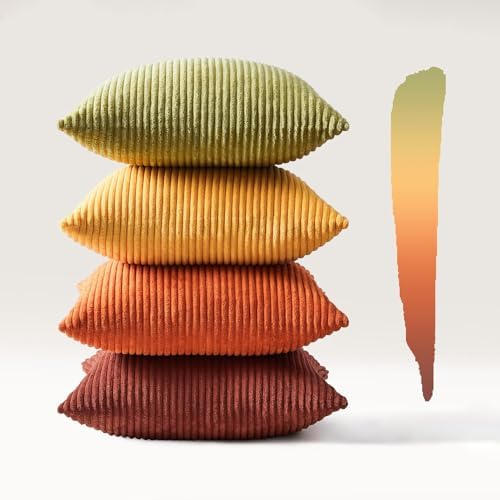 Topfinel Decorative Throw Pillow Covers Cushion Cases, Set of 4 Soft Velvet Modern Double-Sided Designs, Mix and Match for Home Decor, Pillow Inserts Not Included (12x12 inch, Yellow/Orange) - Image 6