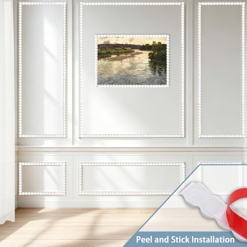 118" x 0.59" Unfinished White Decorative Bead Molding Trim, Flexible Paintable DIY Peel & Stick Wall Moulding for Home Decoration, Bathroom Mirror Frame, Cabinet, Backsplash Tile - Image 4