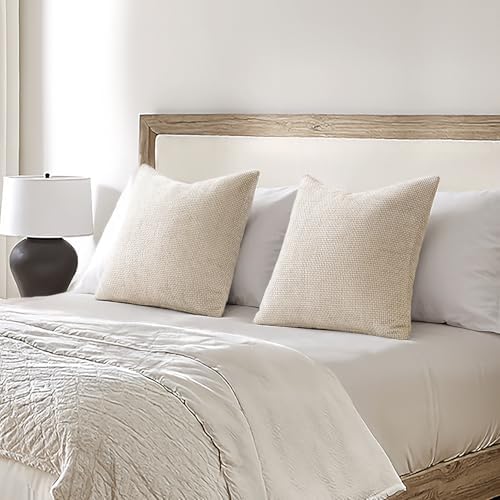 MIULEE Decorative Couch Throw Pillow Covers 22x22 Inch Neutral Beige 2 Pack - Image 3