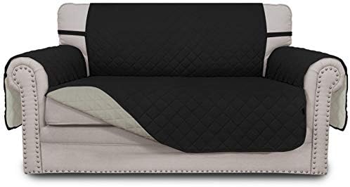 Easy-Going Reversible Couch Cover, 2 Cushion Sofa, Loveseat, Black/Beige by Easy-Going
