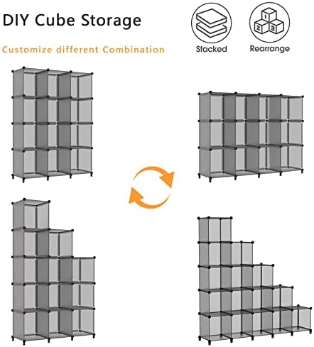 AWTATOS 12 Cube Storage Organizer, Closet Organizer Storage Shelves, Grey - Image 6
