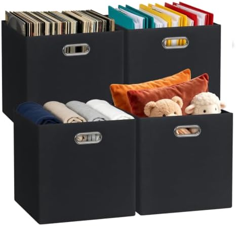 13x13 Storage Cubes Basket Containers for Shelf Cabinet Bookcase Boxes by Posprica