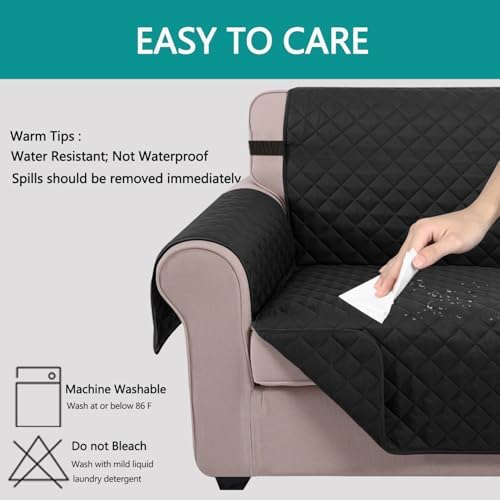 U-NICE HOME Loveseat Sofa Cover for 2 Cushion Couch, Black - Image 5